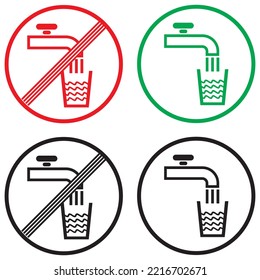 Not Drinkable Water Icon And Drinkable Water Icon Vector Illustration
