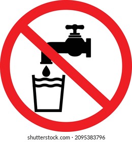 Not drinkable water on white background. Do not drink water sign. flat style. 