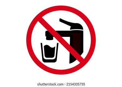 Not drinkable water prohibition sign. Please do not drink water icon