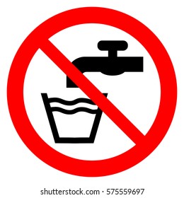 Not drinkable water, prohibition sign. Do not drink water sign, vector illustration.