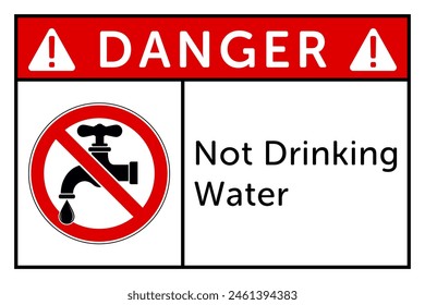 Not Drinking Water. Prohibition Sign: Drinking Water from this Tap is Not Allowed. Drink this Water is Prohibited - Symbol Template. Vector Printable Sign