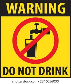 Not drinking water, not suitable for drink, drinking not allowed sign vector