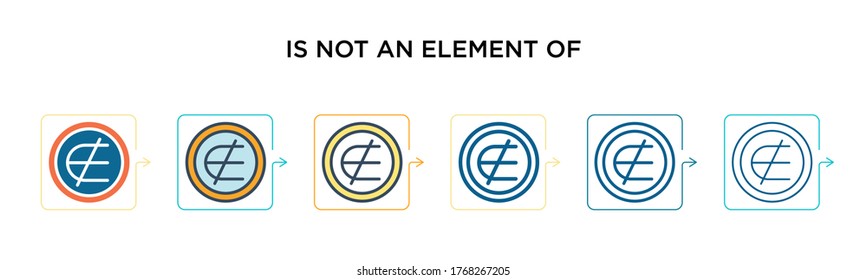 Is not an element of vector icon in 6 different modern styles. Black, two colored is not an element of icons designed in filled, outline, line and stroke style. Vector illustration can be used for 