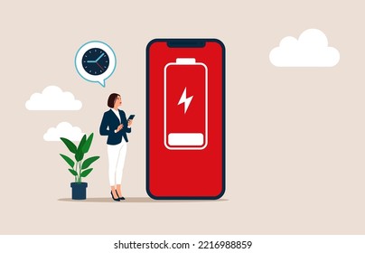 Not enough energy. Low battery level icon. Charging symbol. Electic charge technology. Flat illustration. 