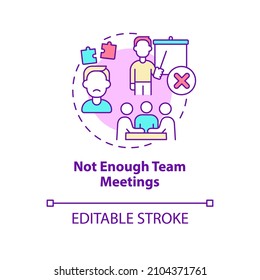 Not enough team meetings concept icon. Lack of communication in team abstract idea thin line illustration. Isolated outline drawing. Editable stroke. Roboto-Medium, Myriad Pro-Bold fonts used