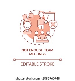 Not enough team meetings terracotta concept icon. Lack of team communication abstract idea thin line illustration. Isolated outline drawing. Editable stroke. Roboto-Medium, Myriad Pro-Bold fonts used