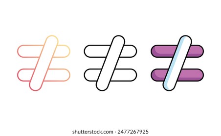 Not Equal icon design with white background stock illustration