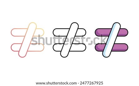 Not Equal icon design with white background stock illustration