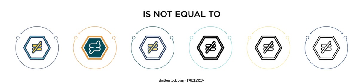 Is not equal to icon in filled, thin line, outline and stroke style. Vector illustration of two colored and black is not equal to vector icons designs can be used for mobile, ui, web