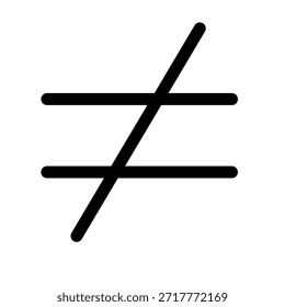 Icono no igual aislado sobre fondo blanco
