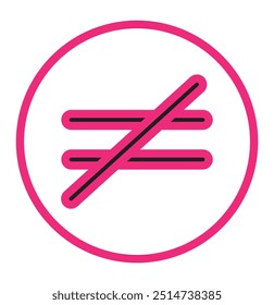 Not equal icon. Math symbol