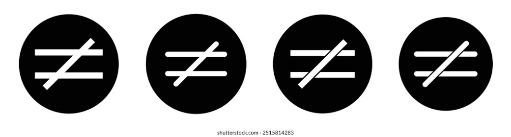 Ícone diferente. Operação matemática ou símbolo diferente isolado no fundo branco, vetor de ilustração. design eps 10