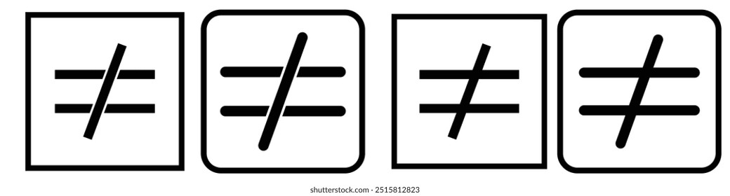 Not equal icon. Mathematical symbol icon not equal sign, vector illustration. design eps 10