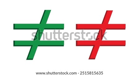 Not equal icon, vector illustration. Flat design style. vector not equal icon illustration isolated on White background, not equal icon. design eps 10