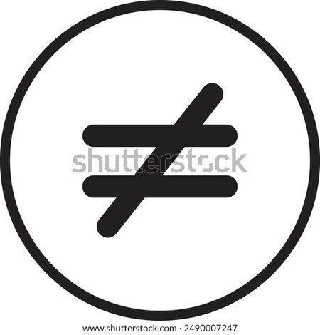 Not equal icon,vector illustration. vector not equal icon illustration isolated on White background, not equal icon Eps10. not equal icons graphic design vector symbols.