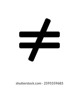 Not equal sign icon on white background.