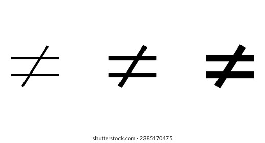 Not equal sign symbol in mathematics. Math symbols. Scientific resources for teachers and students.