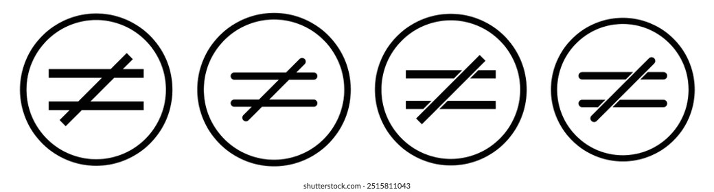 Not equal sign symbol in mathematics. Math symbols. Scientific resources for teachers and students. not equal icon. vector illustration design eps 10