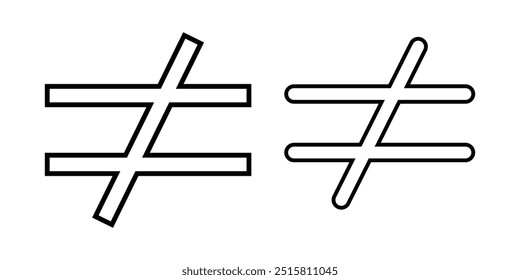 Not equal sign symbol in mathematics. Math symbols. Scientific resources for teachers and students. not equal icon. vector illustration design eps 10