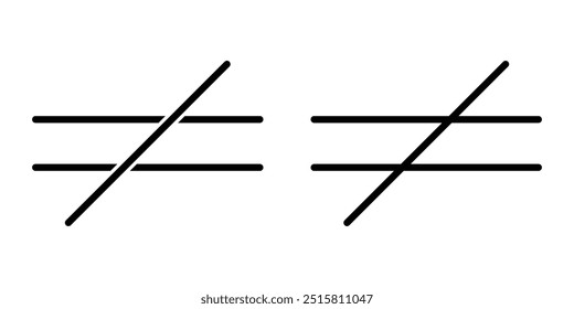 Not equal sign symbol in mathematics. Math symbols. Scientific resources for teachers and students. not equal icon. vector illustration design eps 10