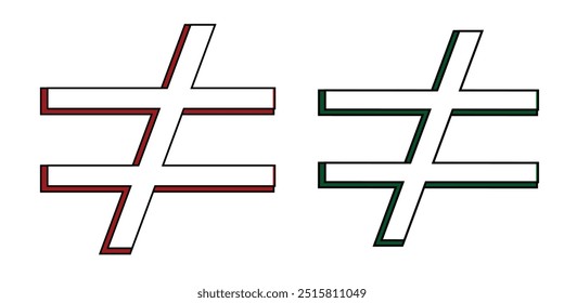 Not equal sign symbol in mathematics. Math symbols. Scientific resources for teachers and students. not equal icon. vector illustration design eps 10