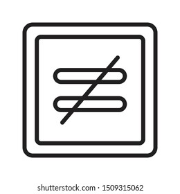 Not Equal Thin Line Vector Icon