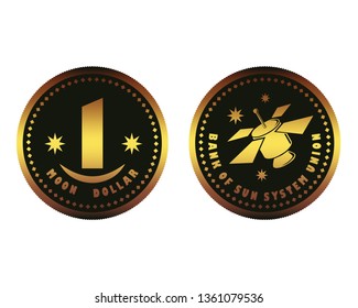 Not exist coin. Moon dollar. Abstract money