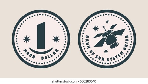 Not exist coin. Moon dollar. Abstract money
