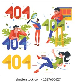 Not Found Illustration Character Set 404 For Web