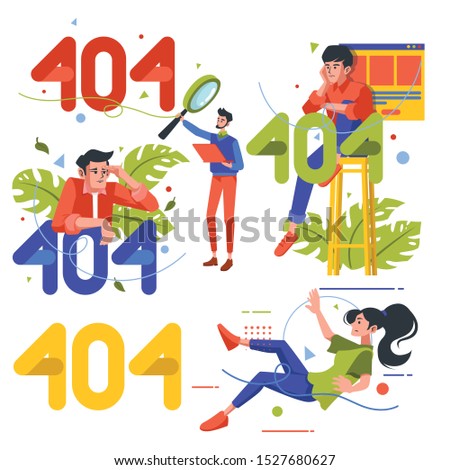 Not Found Illustration Character Set 404 For Web