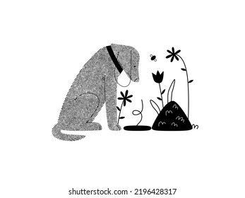 Not found - Online shopping and electronic commerce series - modern flat vector concept illustration of a dog sitting next to an empty pit. Missing artcile, sale and online orders concept