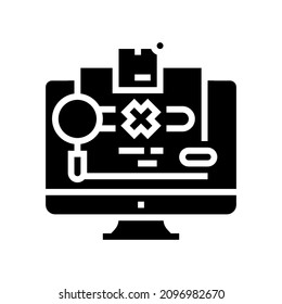 not found parcel status glyph icon vector. not found parcel status sign. isolated contour symbol black illustration