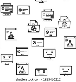 Not Found Web Page Vector Seamless Pattern Thin Line Illustration