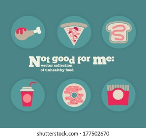 not good for me, vector collection unhealthy food icons