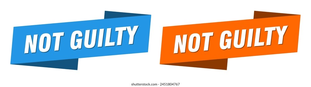 not guilty ribbon label sign set. not guilty banner