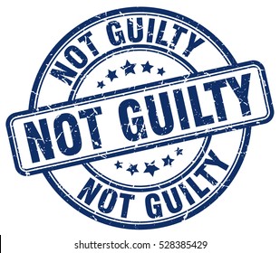 not guilty. stamp. blue round grunge vintage not guilty sign