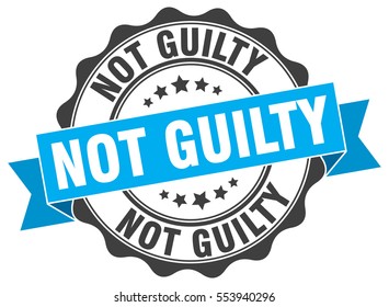 not guilty. stamp. sticker. seal. round grunge vintage ribbon not guilty sign