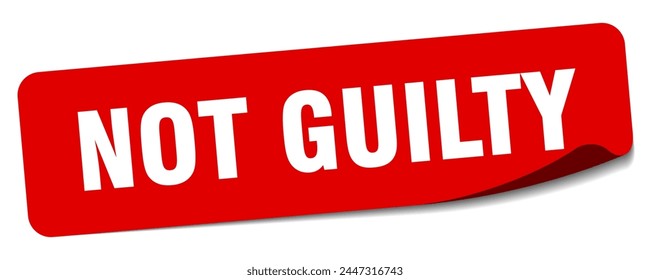 not guilty sticker. not guilty rectangular label isolated on white background