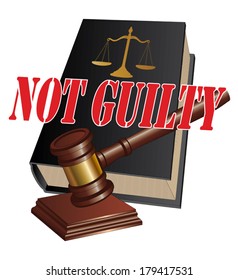 Not Guilty Verdict is an illustration of a design representing a not guilty verdict as the outcome of legal proceedings in a court of law.