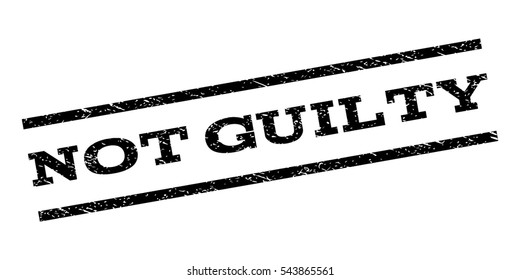 Not Guilty watermark stamp. Text caption between parallel lines with grunge design style. Rubber seal stamp with dirty texture. Vector black color ink imprint on a white background.