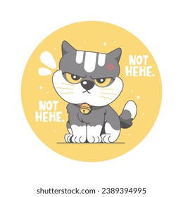 not hehe cat cartoon vector illustration