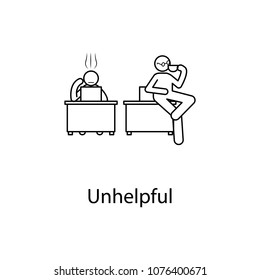 not help colleague illustration. Element of relationship with colleague mobile and web apps. Thin line not help colleague illustration can be used for web and mobile on white background
