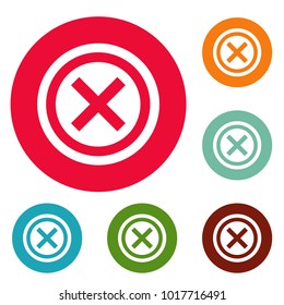 Not icons circle set vector isolated on white background