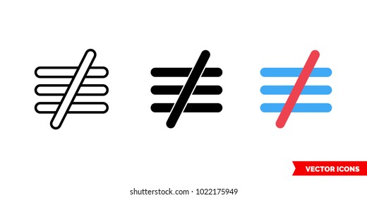 Not identical with symbol icon of 3 types: color, black and white, outline. Isolated vector sign symbol.