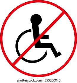 Not for invalid disabled person icon