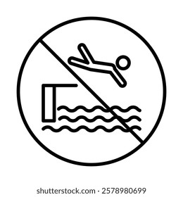 not jump in pool sign icon Black and white logo