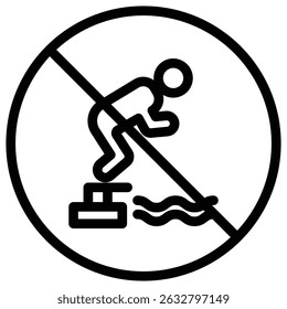 nicht springen in Pool-Symbol Schwarz-Weiß-Umrissvektor
