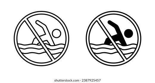 not jump in pool sign vector icon set. vector illustration