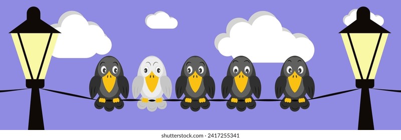 Not like all the other concepts. Other, outsider, individual. Different thinking. Vector illustration. EPS 10.