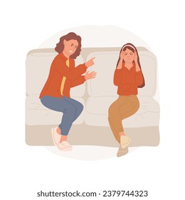 Not listening to parents isolated cartoon vector illustration. Sad teen closing ears when mother moralizing, girl not listening to angry mom, parent and children problems vector cartoon.